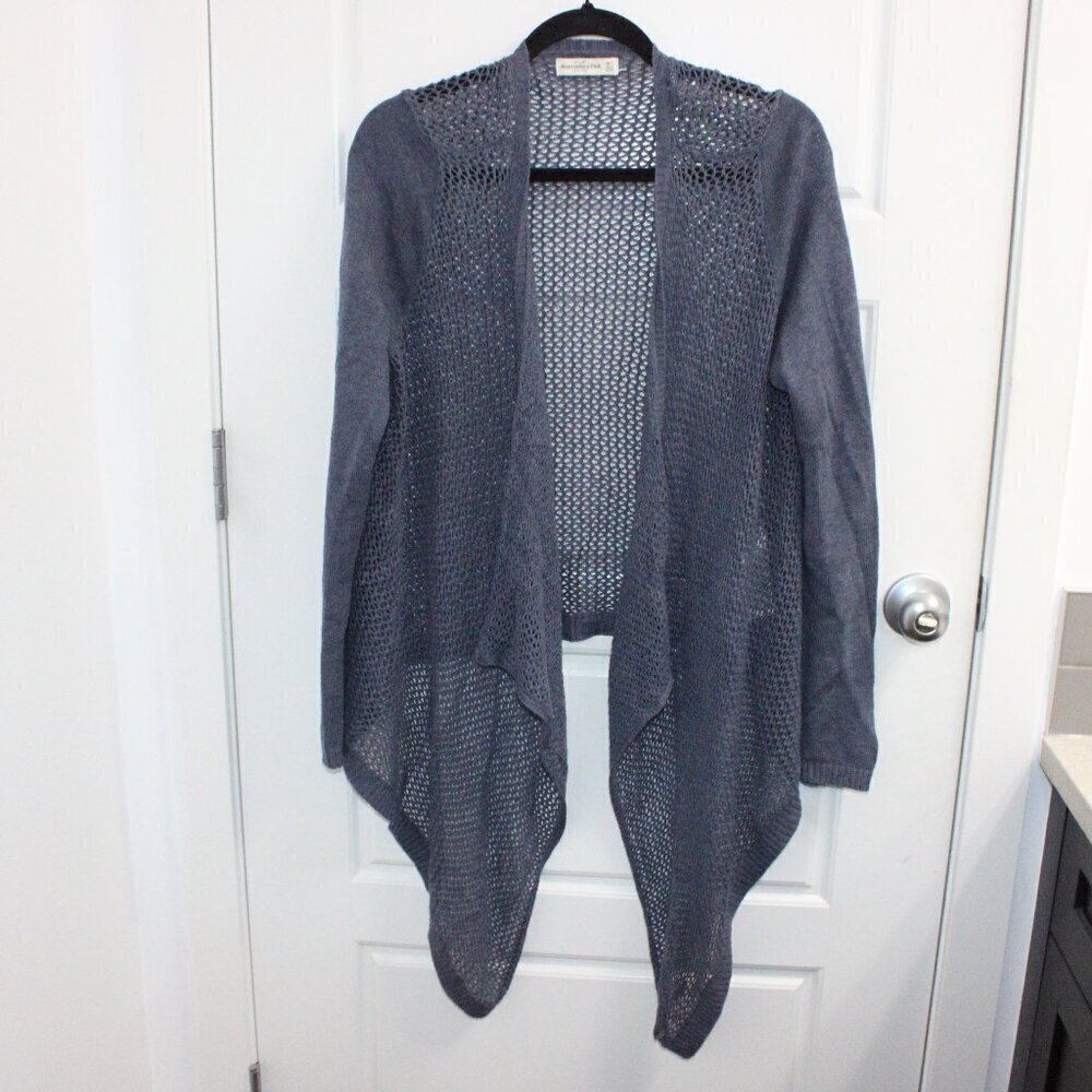 3/$30 Abercrombie & Fitch Blue Chunky Open Cardigan Asymmetrical Size‎ Med/Large